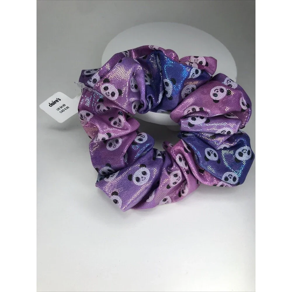 Hair Accessories. Pink And Purple With Pandas Scrunchie